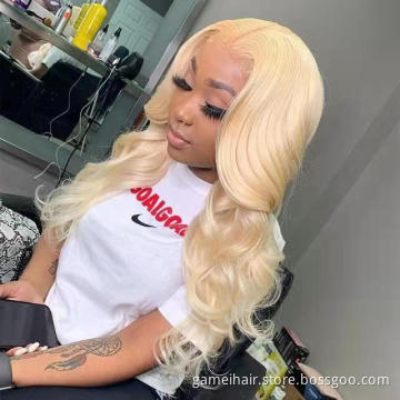raw virgin cuticle aligned brazilian frontal human hair 613 blonde transparent lace front wig with baby hair for black women